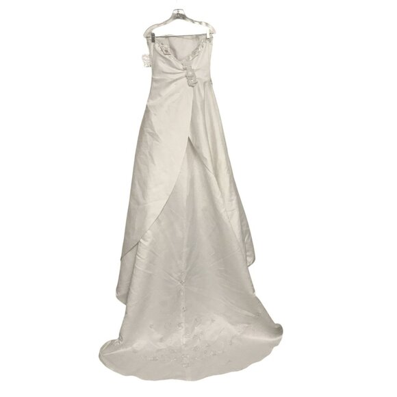 Davids Bridal White Strapless Beaded Wedding Dress W/ Train Size 10  $499 - Picture 2 of 13